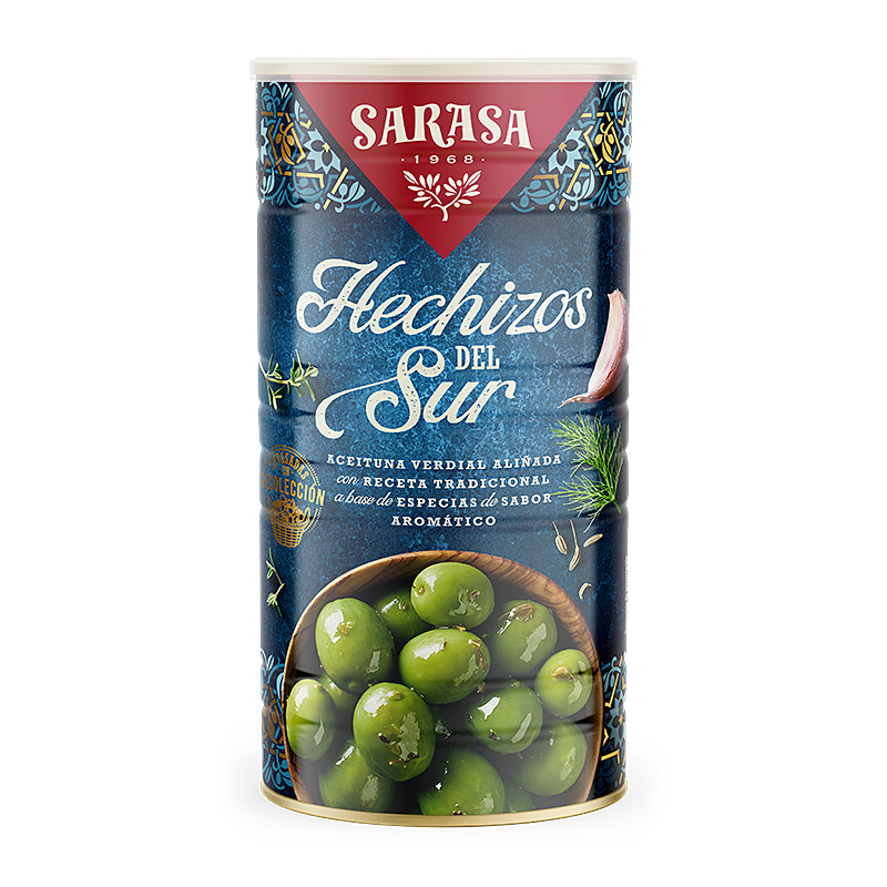 ACEITUNAS V. ALIÑADAS HECHIZOS DEL SUR 6/2Kg (750gr P.N.E.)